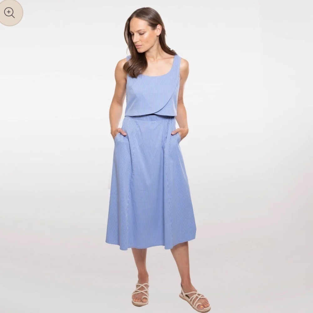Madri Collection Crossover Dress Sky Blue Stripe XXL L2